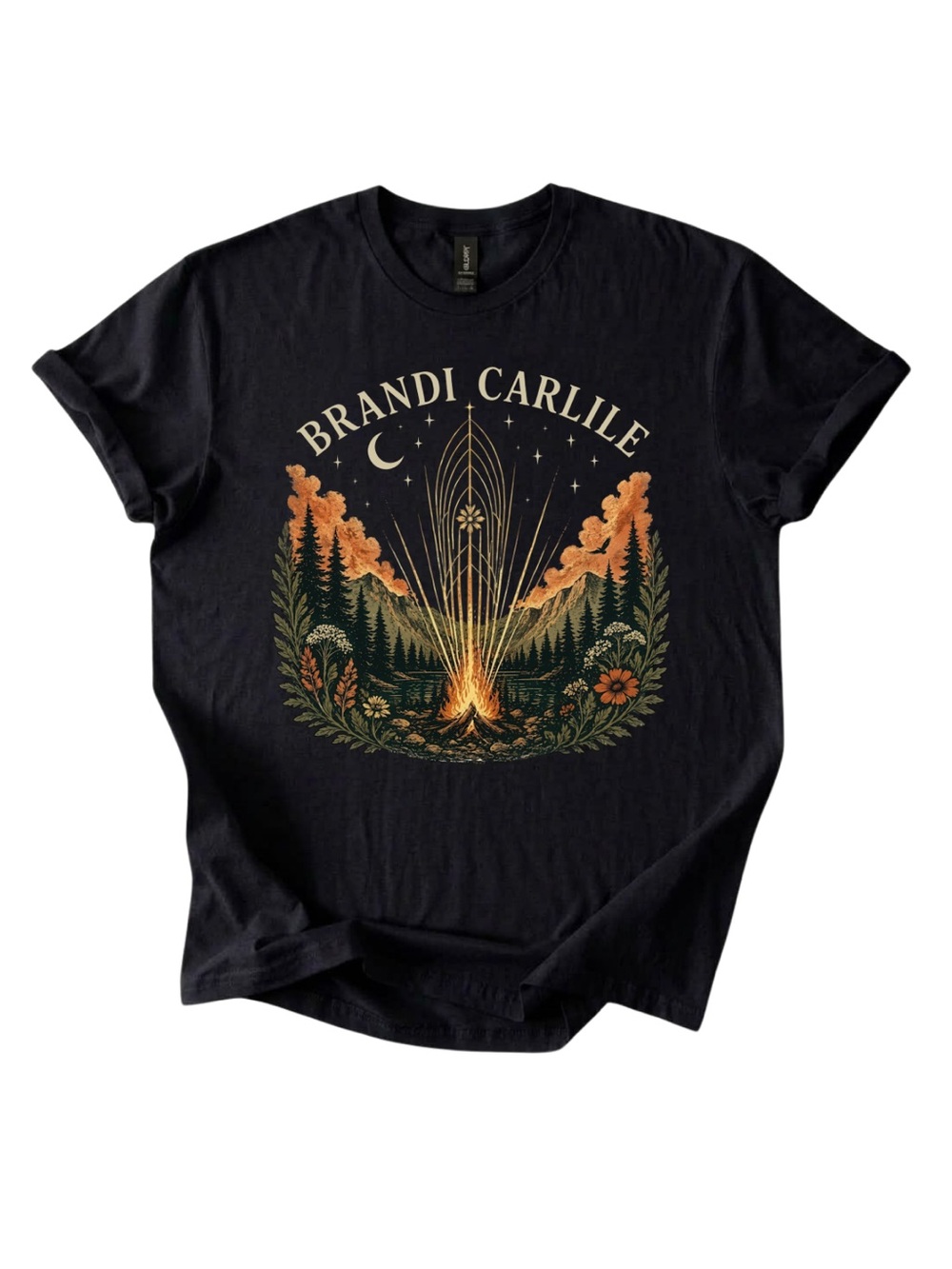 Gildan Black Graphic Tee - Campfire Design
